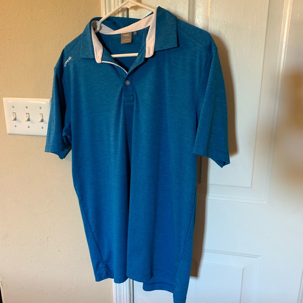 Ping Mens L blue polo top
